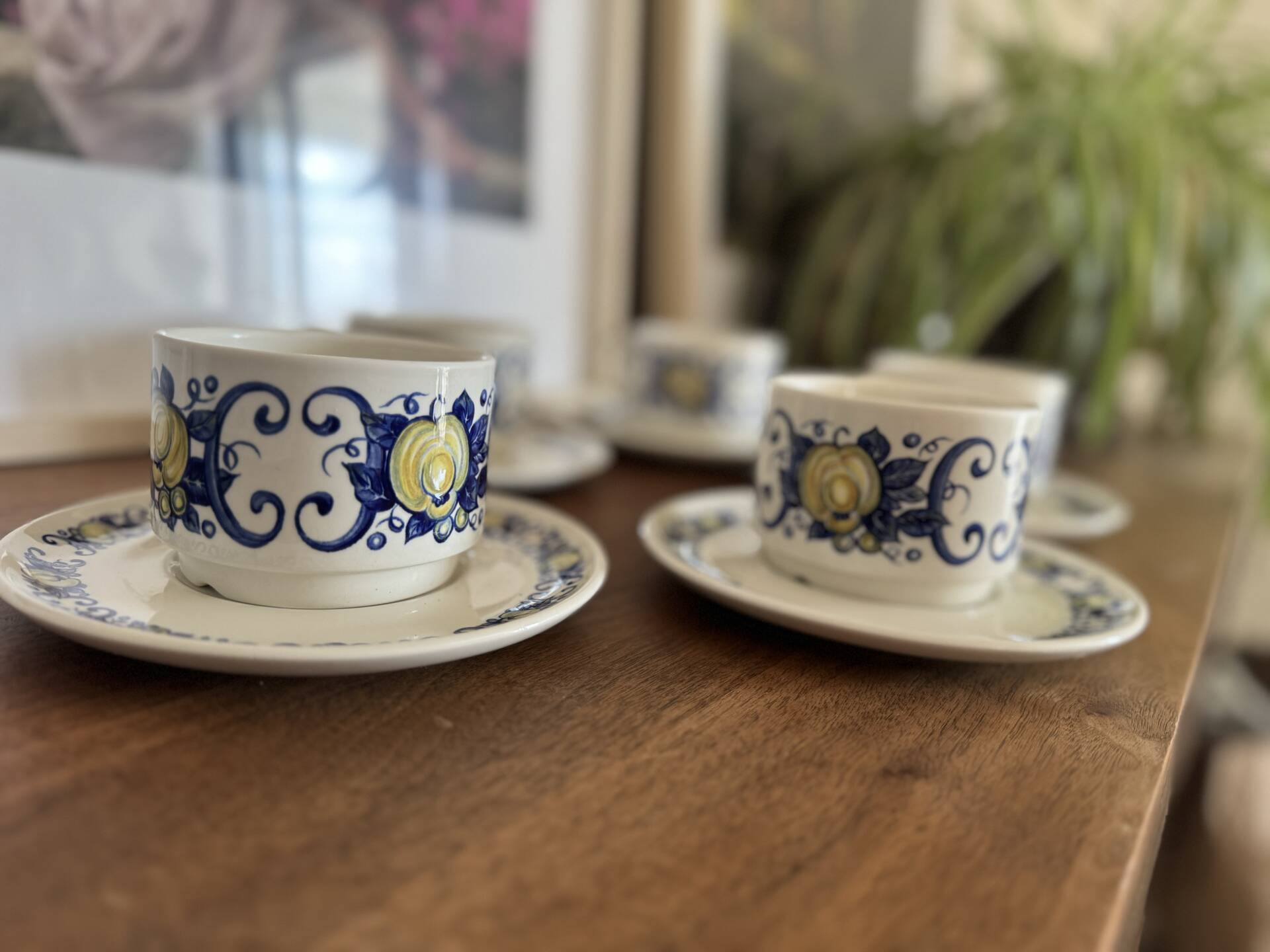 5 tasses et coupelles vintage Villeroy & Boch modèle Cadiz