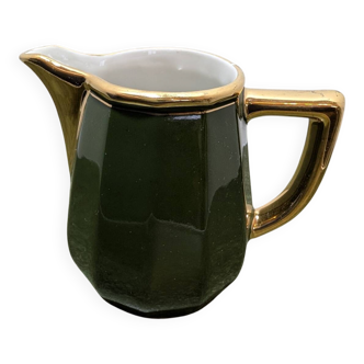 Antique milk jug – Empire green & golden spout