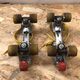 Old pair of speedy metal roller skates grey + straps & vintage brake