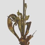 Lamp foot in gilded bronze with foliage 1970