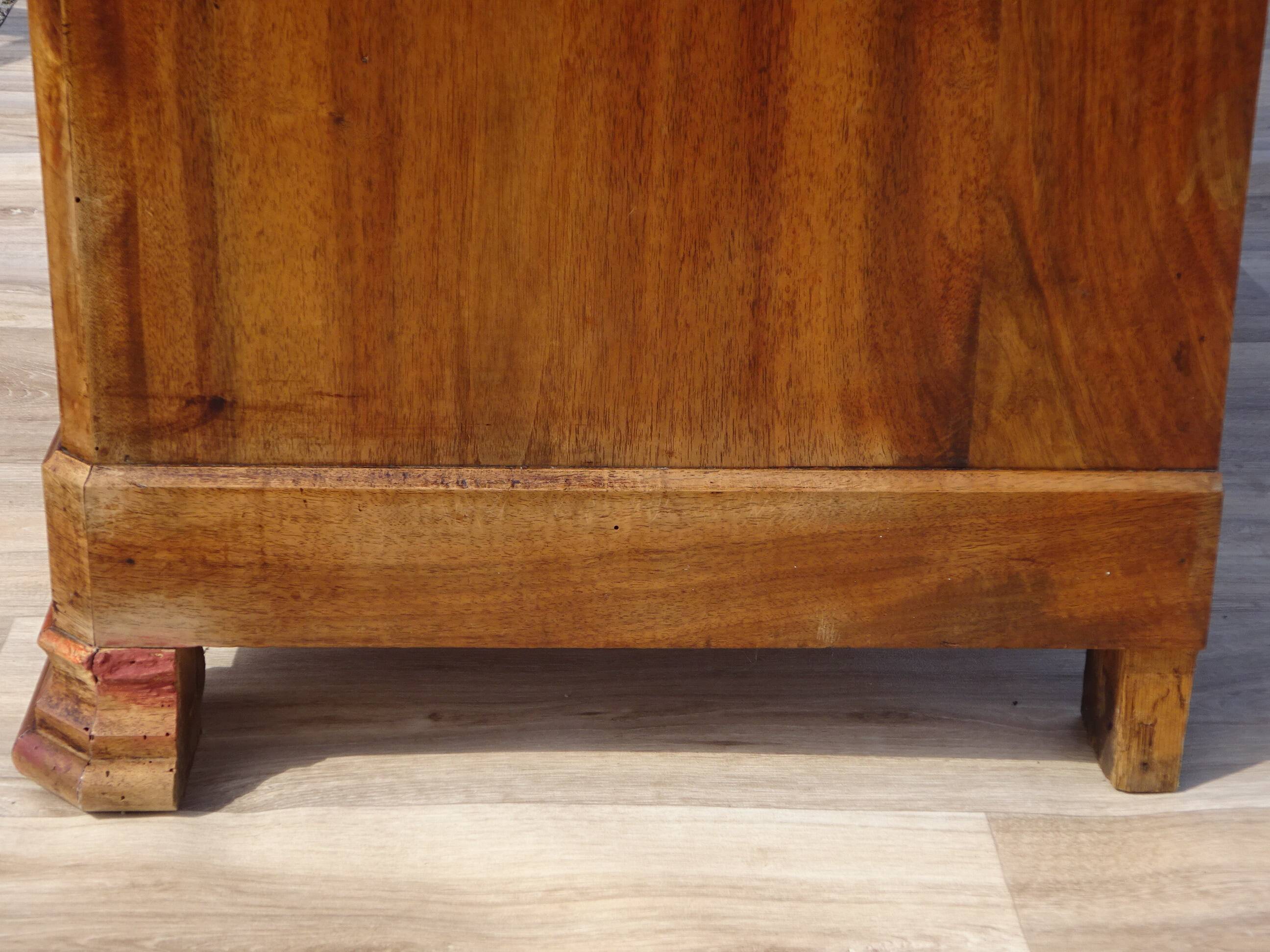 Ancienne commode Louis Philippe en noyer marbre blanc