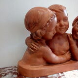 Bust trio of children terracotta of Sorgel