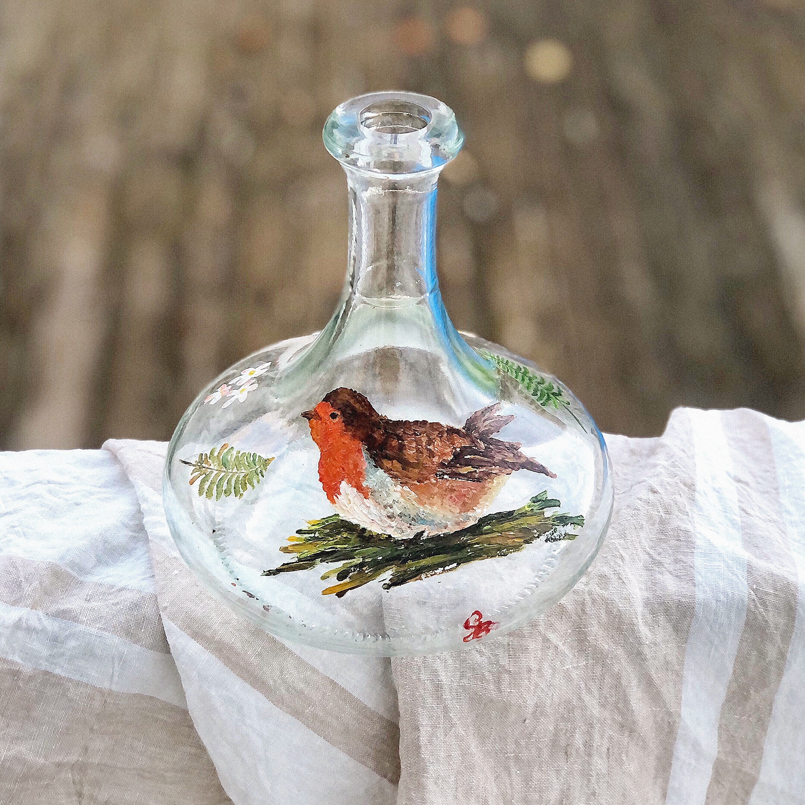 Hand-painted decanter carafe