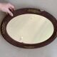 Old stitched oval mirror, 53x37 cm