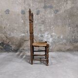 Set of 4 wooden and straw chairs