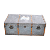 Antique liner trunk in zinc and wood - luggage ship trunk marine 1900-1920