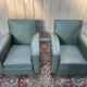Paire de fauteuils club en Skaï vert 1940