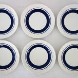 6 white and blue dessert plates, Italy