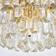 Large ceiling chandelier in gilded brass and glass Palazzo J.T. Kalmar, 1950s