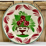 7 dessert plates XIX Sarreguemines stencil decoration