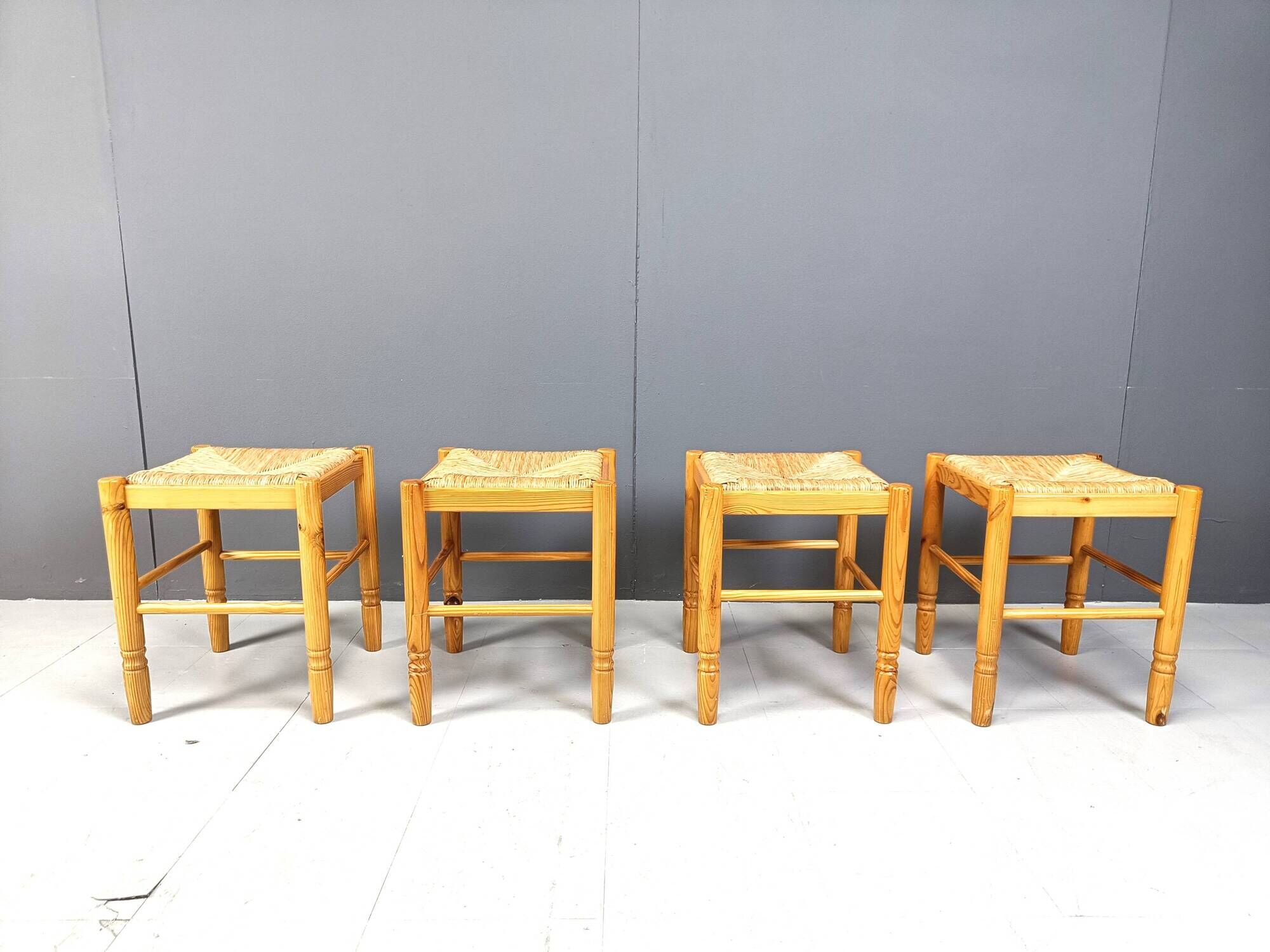 Vintage wicker stools - set of 4, 1960s