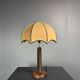 Midcentury brutalist wood turned mushroom table lamp, Charles Dudouyt style