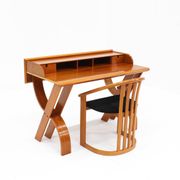 Vintage Italian wooden desk and chair 1970s