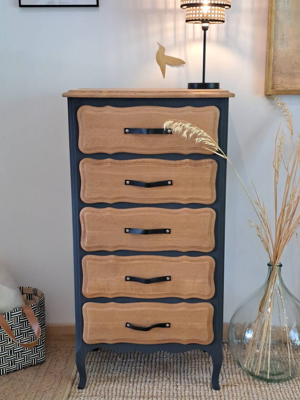 Vintage oak chiffonier