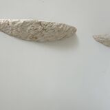 Pair of vintage stone sconces, natural beige, Italy 1979