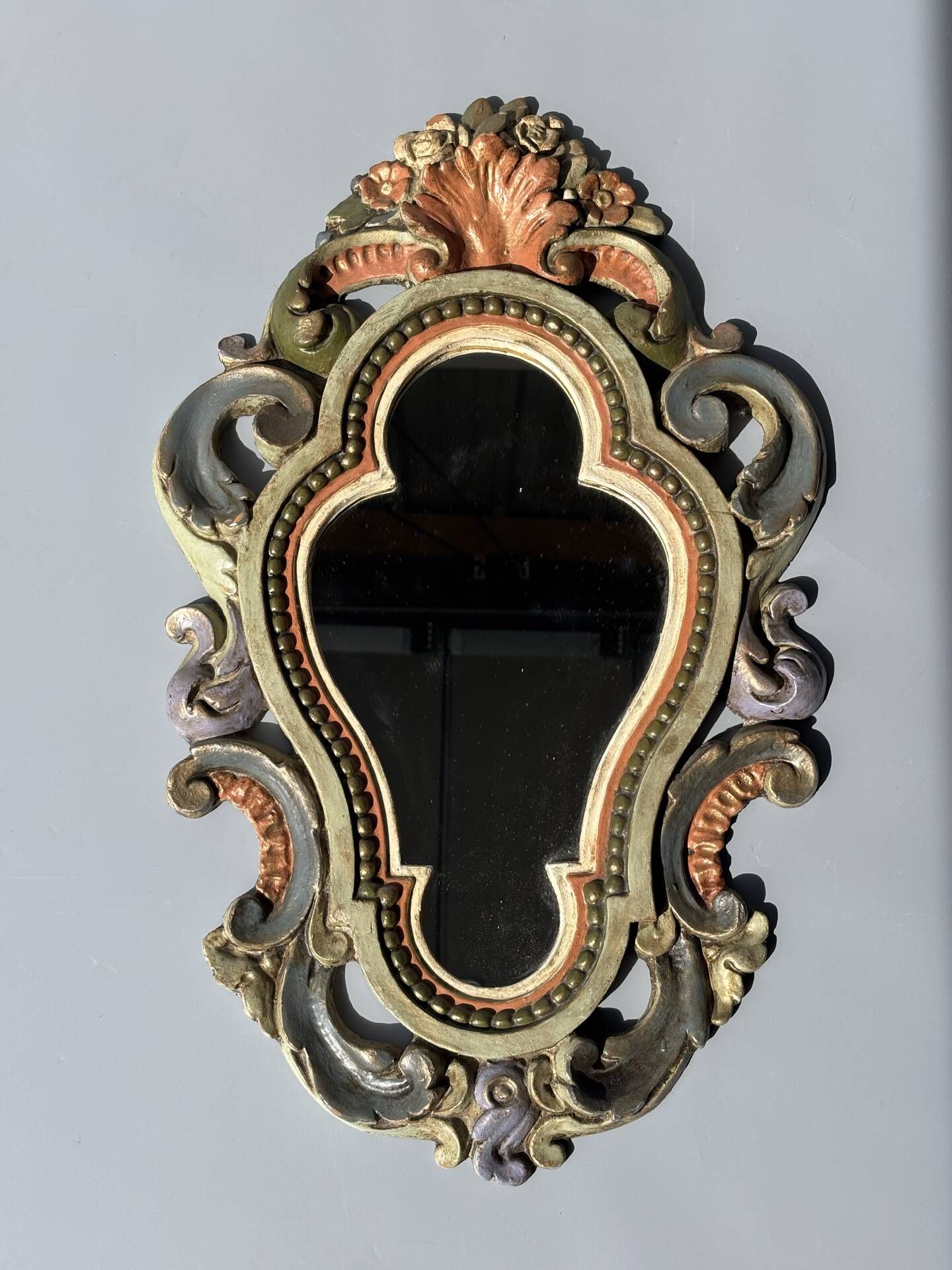 Miroir florentin vintage polychrome – Italie, années 1950