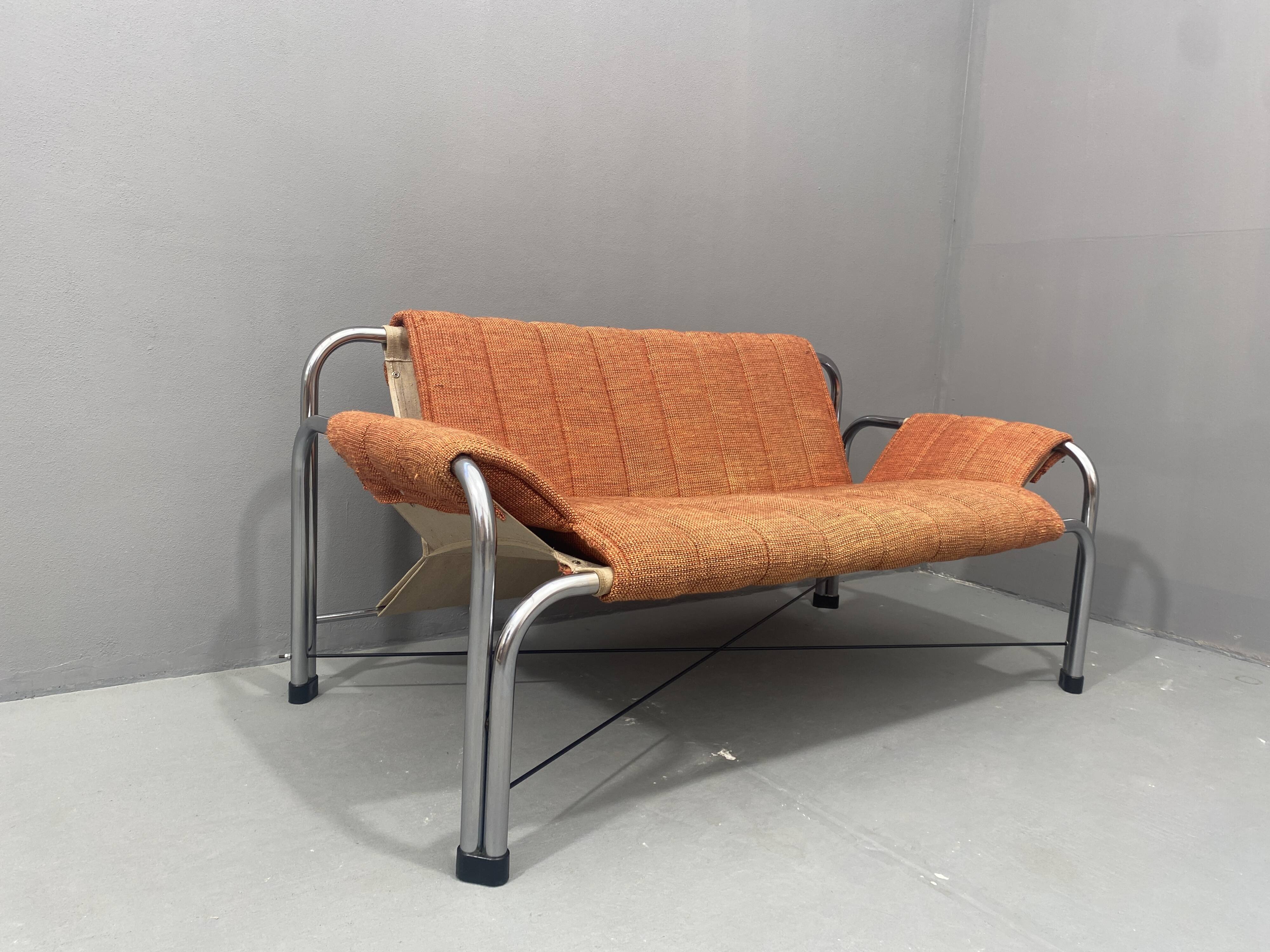 Chromed functionalist sofa by Viliam Chlebo, 1970´s, Czechoslovakia