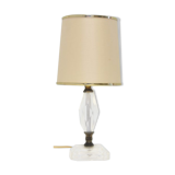 Vintage geometric glass lamp with beige and gold lampshade