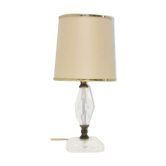 Vintage geometric glass lamp with beige and gold lampshade