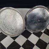 Silver-plated metal serving tray with chiseled finish #PLMR
