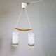 Suspension en teck et verre opalin du milieu du siècle, années 1960