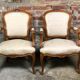 Armchairs Louis XV style carved walnut and fabric