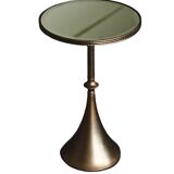 Table basse ronde en verre miroir de luxe légère, table d'appoint rétro pour salon