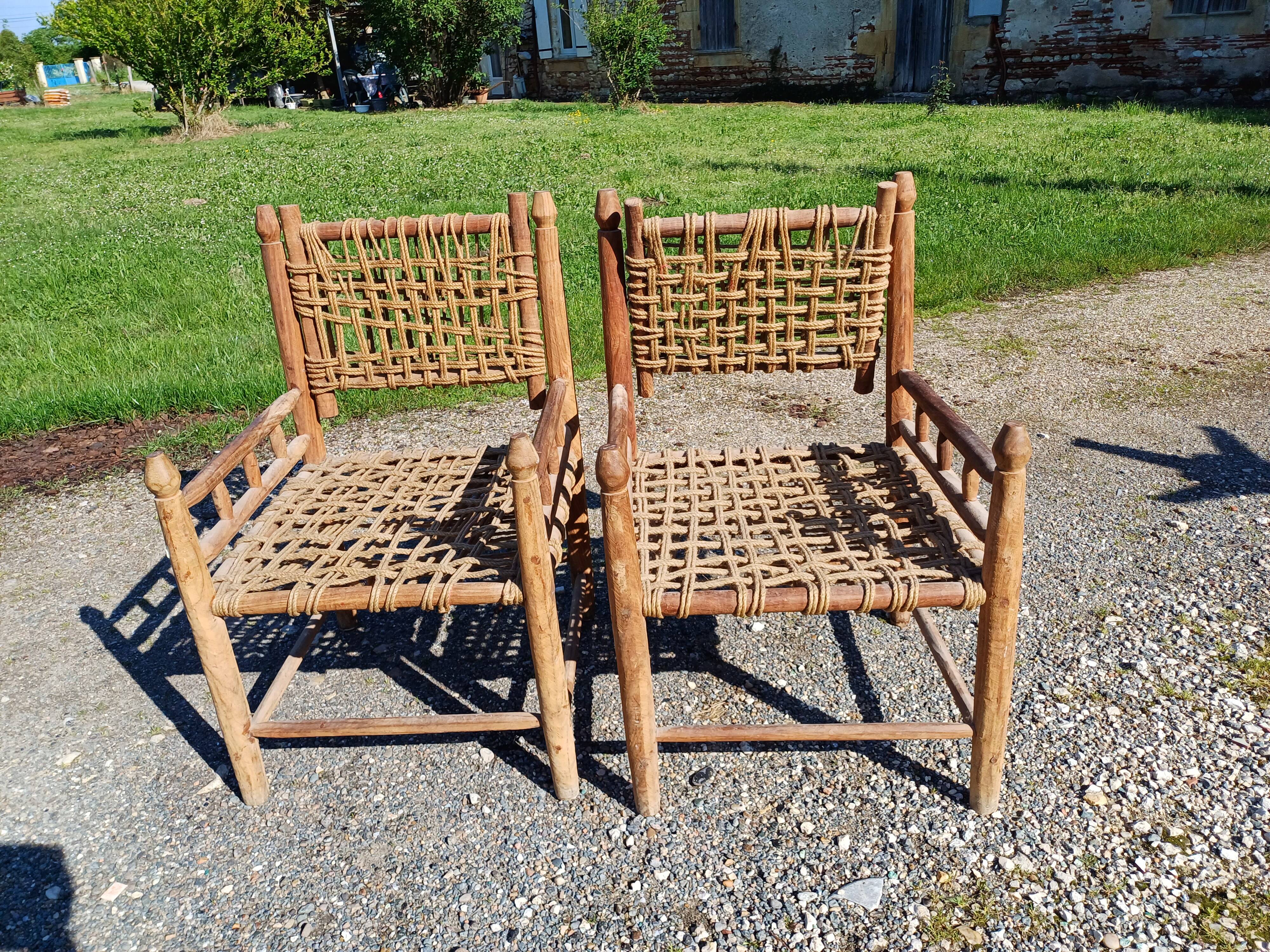 Wood and Rope Armchairs