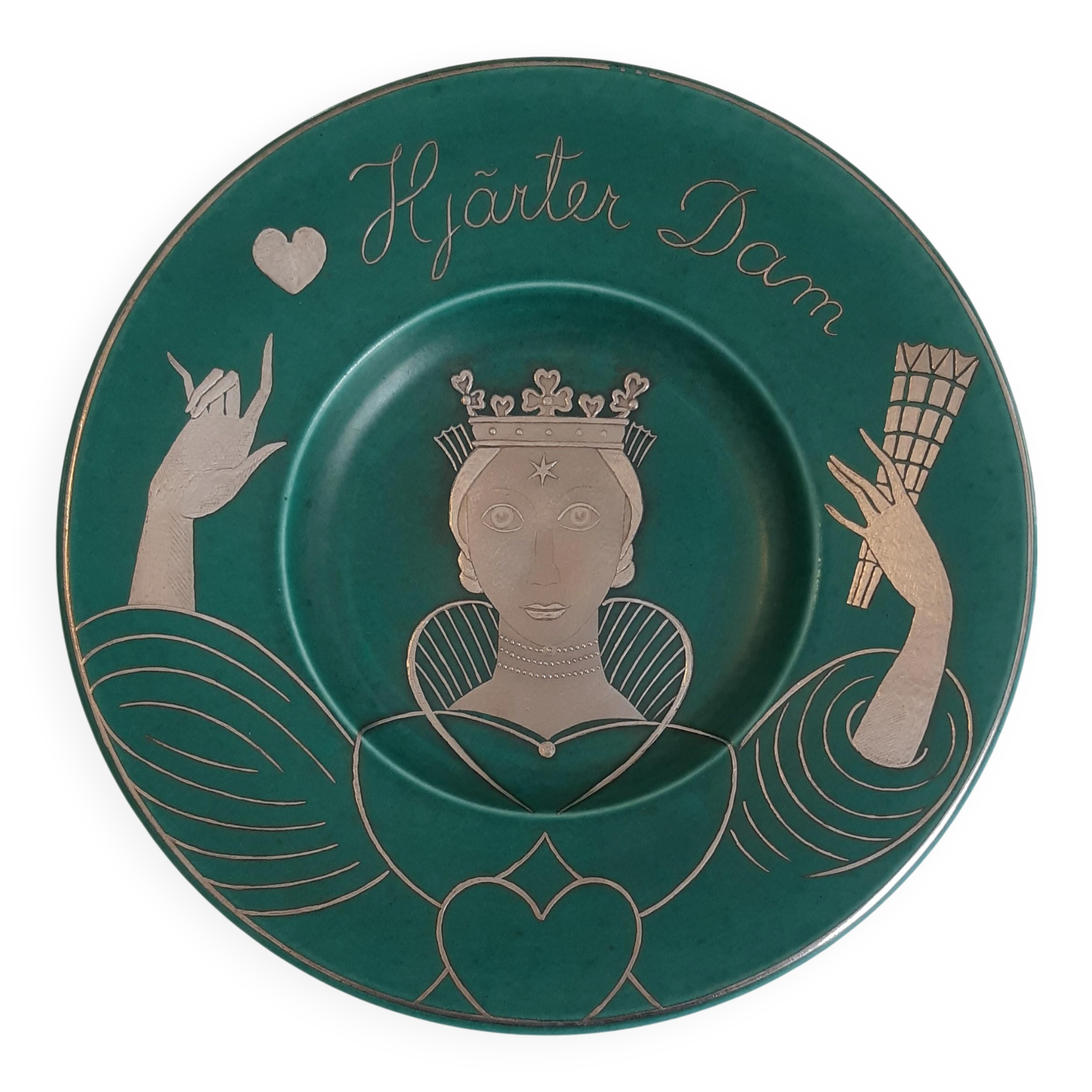 Plate Wilhelm Kage "ARGENTA" Gustavsberg Sweden 1940s. Signed