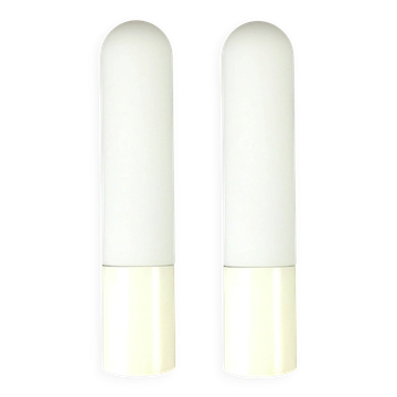 Pair of Mid-Century Opaline Glass Wall Lamps from Limburg, Germany, 1970s