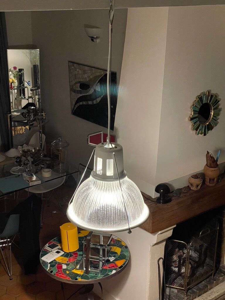 Holophane prismatic glass pendant light