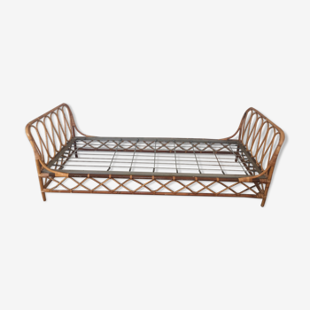 Vintage 1960s rattan bed