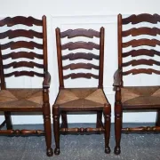 Antique Rush Seat Dining Chairs, England, 1910s, Set of 6