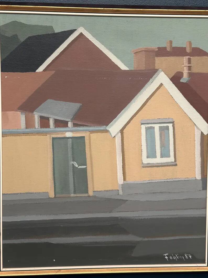 Original Vintage Swedish Oil on Canvas – “City Scene” by Gunnar Fohlin – Signed & Dated 1987 – Vintage & Framed