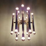 Large Space Age chandelier in chromed metal, design G. Sciolari, Boulanger, 1970