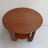 Art bDeco round oak coffee table