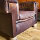 Leather and jacquard club chair