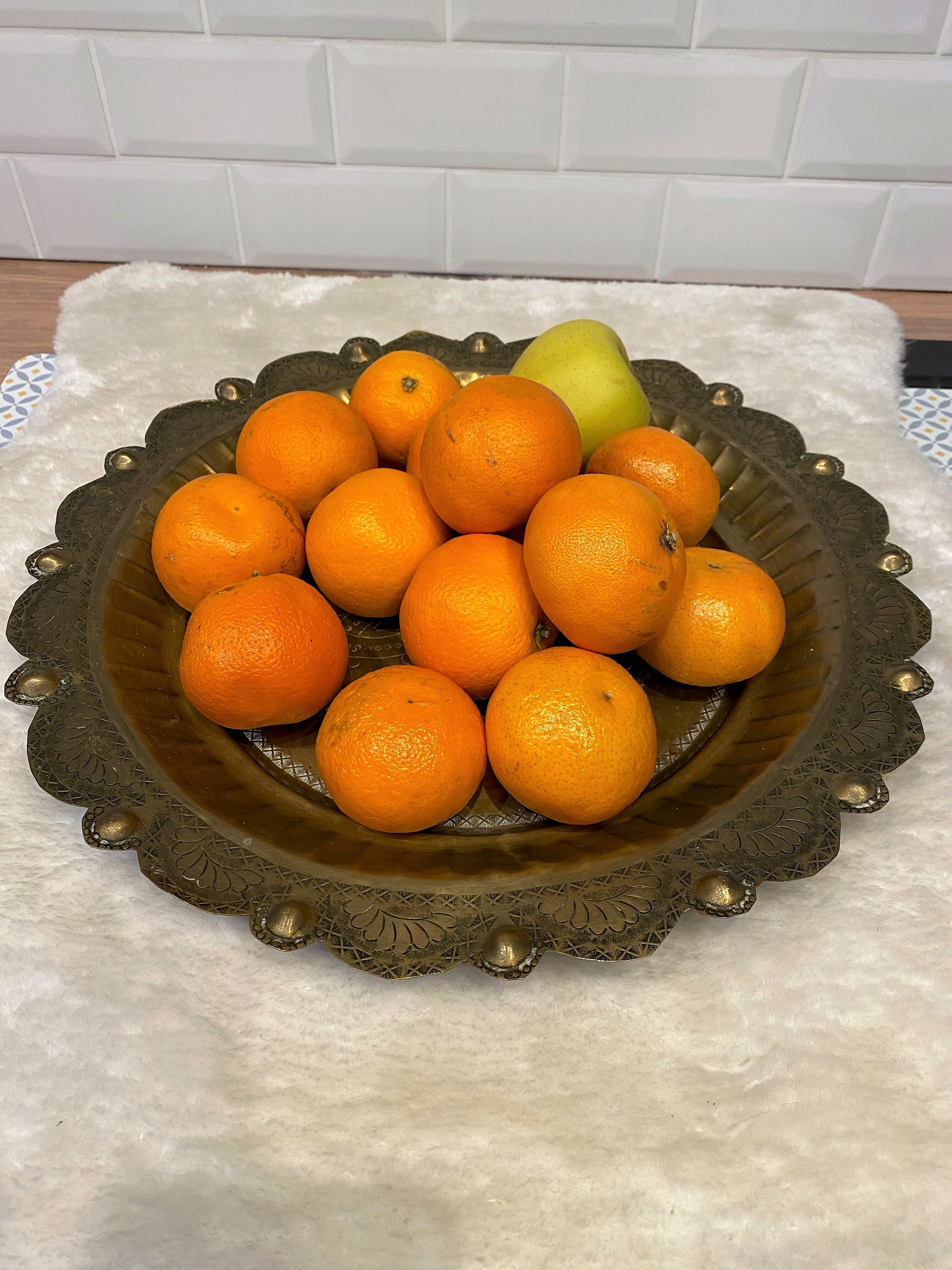 Oriental brass tray hammered