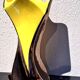 Bicolour yellow and black vase, vintage seventies design, Ceramidi