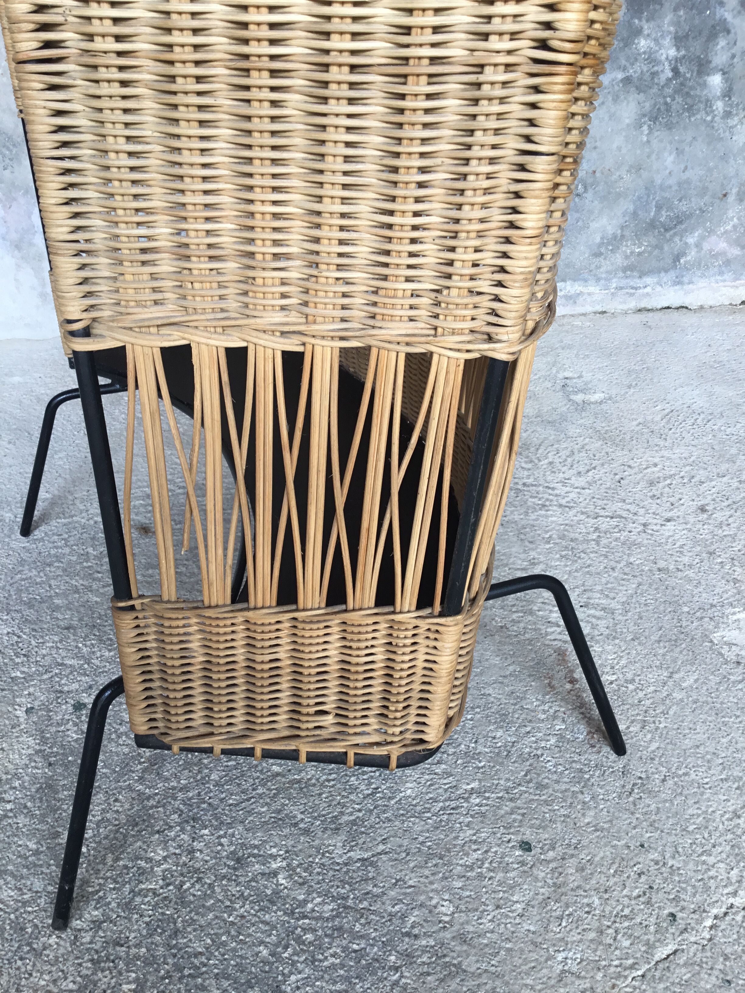 Vintage cocktail bar in wicker and metal - 1960