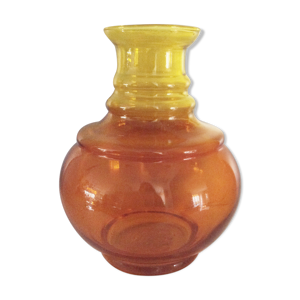 vase vintage en verre - jaune