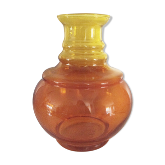 Vintage amber yellow glass vase