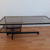 Vintage industrial coffee table metal and glass