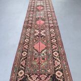 Distressed turkish narrow runner 409x70 cm wool vintage tribal rug