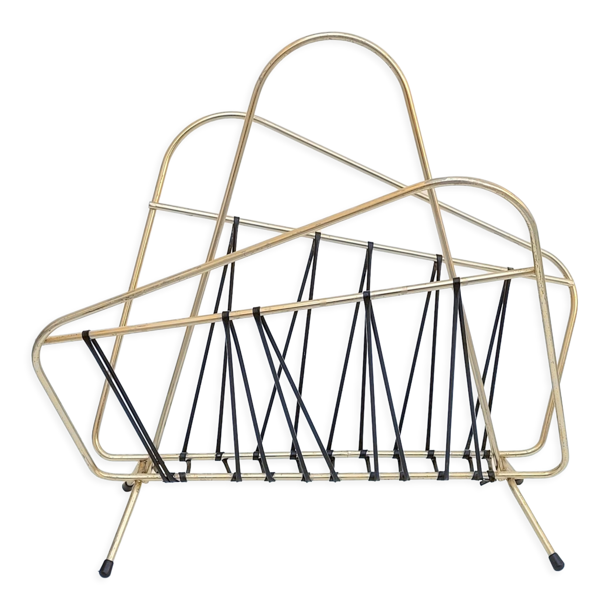 Magazine holder vintage brass wire and scoubidou 1950