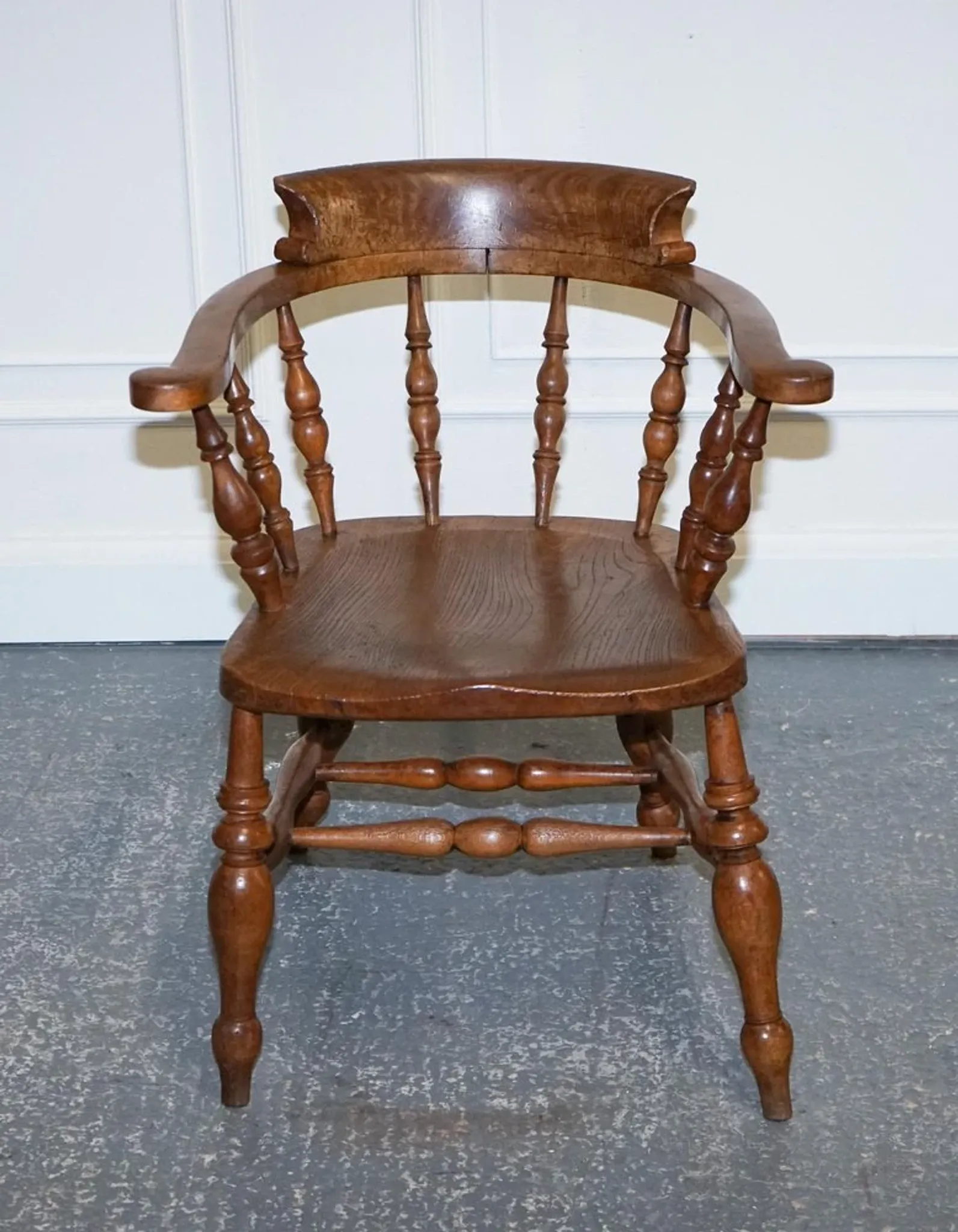 Edwardian Oak Captain's Chair for Smokers, 1900s