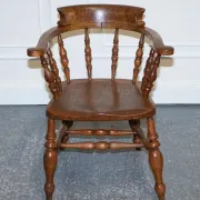Edwardian Oak Captain's Chair for Smokers, 1900s