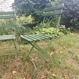 Antique folding garden chairs with wooden slats