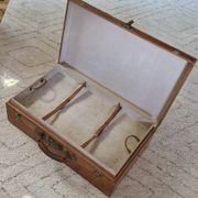 Antique leather and brass trunk/suitcase, high-end luggage circa 1930