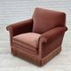 1970s, Danish armchair, salmon pink furniture velour, beech wood.